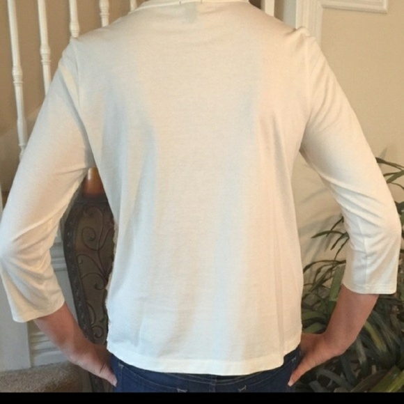 J. Crew White Circle Lace Top 3/4 Sleeve Shirt - Picture 6 of 6